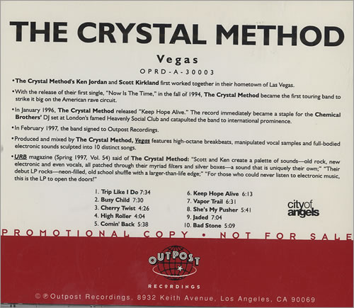 The Crystal Method Vegas CD album (CDLP) US TCMCDVE440283