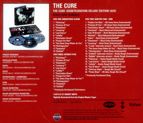 The Cure Disintegration CD-R acetate US CURCRDI511168