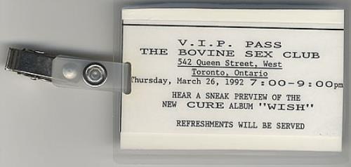The Cure High tour pass Canadian CURTPHI388580