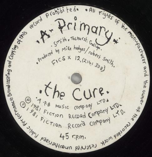 The Cure Primary - VG 12" vinyl single (12 inch record / Maxi-single) UK CUR12PR889831