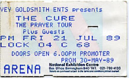 The Cure The Prayer Tour concert ticket UK CURTITH287126