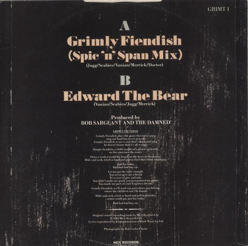 The Damned Grimly Fiendish 12" vinyl single (12 inch record / Maxi-single) UK DAM12GR28001