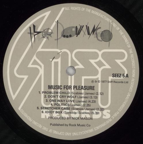 The Damned Music For Pleasure - 1st + Sticker vinyl LP album (LP record) UK DAMLPMU872067