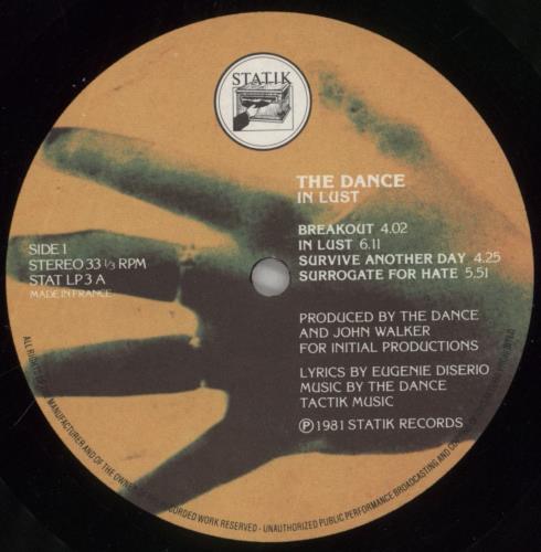 The Dance In Lust vinyl LP album (LP record) UK U1ELPIN862807