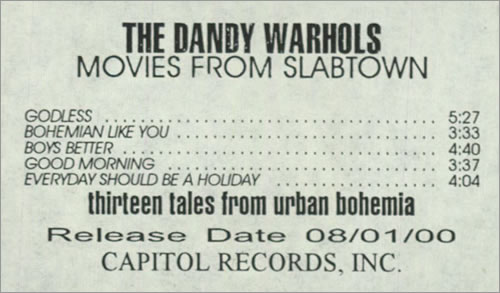 The Dandy Warhols Movies From Slabtown video (VHS or PAL or NTSC) US TDWVIMO213863