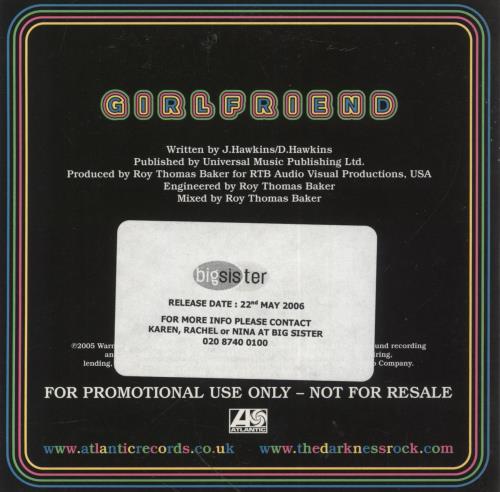 The Darkness Girlfriend CD single (CD5 / 5") UK D/KC5GI362887