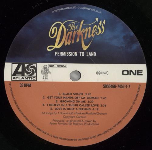 The Darkness Permission To Land - EX vinyl LP album (LP record) UK D/KLPPE872216