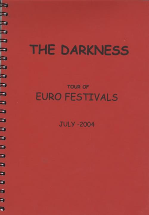 The Darkness Tour Of Euro Festivals - Tour Itinerary & Laminated Pass Itinerary UK D/KBKTO405931