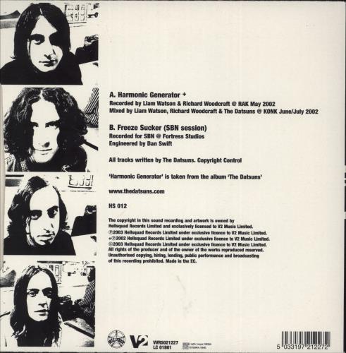 The Datsuns Harmonic Generator 7" vinyl single (7 inch record / 45) UK DSU07HA235167