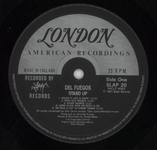 The Del Fuegos Stand Up vinyl LP album (LP record) UK TG8LPST448559