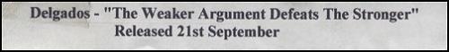 The Delgados The Weaker Argument Defeats The Stronger video (VHS or PAL or NTSC) UK DLGVITH241374