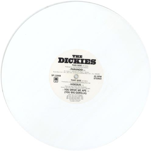 The Dickies Paranoid - White Vinyl 10" vinyl single (10 inch record) US DIC10PA860472