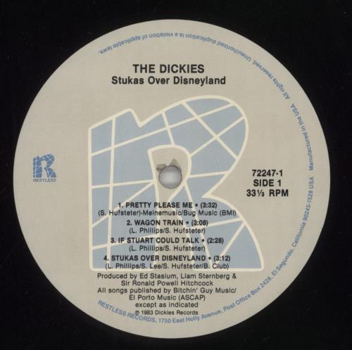 The Dickies Stukas Over Disneyland vinyl LP album (LP record) US DICLPST859878