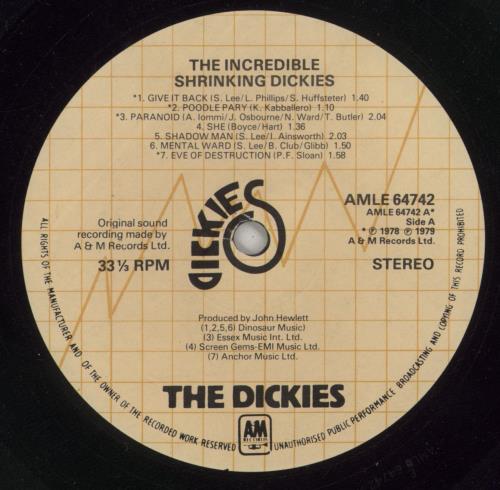 The Dickies The Incredible Shrinking Dickies vinyl LP album (LP record) UK DICLPTH873935
