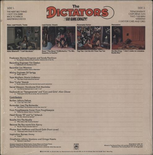 The Dictators Go Girl Crazy - Opened Import Stickered Shrink vinyl LP album (LP record) US TD1LPGO847190