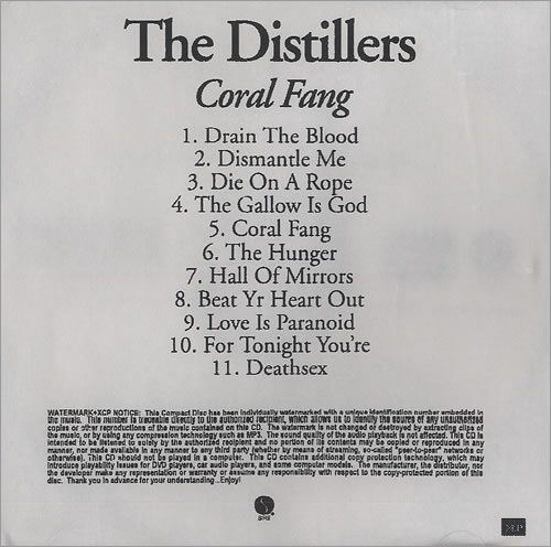 The Distillers Coral Fang CD-R acetate US 5DSCRCO461963