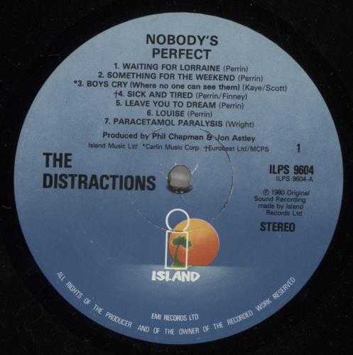 The Distractions Nobody's Perfect vinyl LP album (LP record) UK DTCLPNO449030