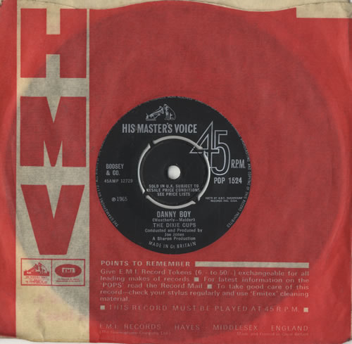 The Dixie Cups Danny Boy 7" vinyl single (7 inch record / 45) UK DXC07DA478726