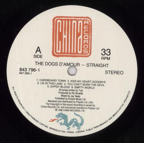 The Dogs D'Amour Straight vinyl LP album (LP record) UK DOGLPST500485