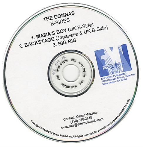 The Donnas B-Sides CD-R acetate US T/DCRBS387451