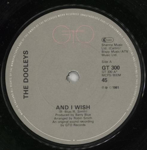 The Dooleys And I Wish 7" vinyl single (7 inch record / 45) UK D/Y07AN686934