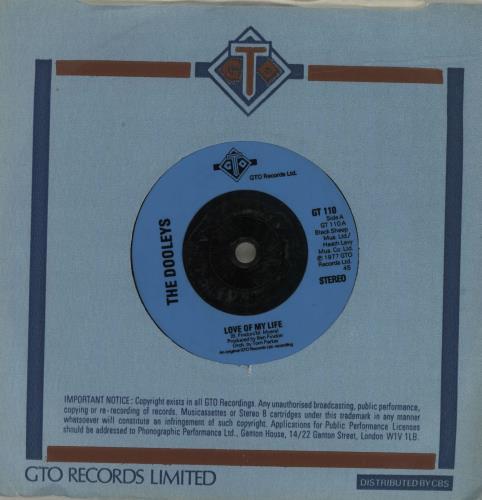 The Dooleys Love Of My Life 7" vinyl single (7 inch record / 45) UK D/Y07LO679755