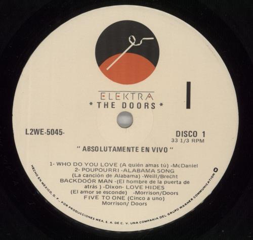 The Doors Absolutamente En Vivo - Absolutely Live - Single Pocket Sleeve 2-LP vinyl record set (Double LP Album) Mexican DOR2LAB873368