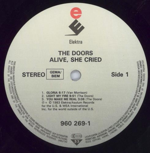 The Doors Alive She Cried vinyl LP album (LP record) German DORLPAL820387