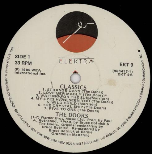 The Doors Classics vinyl LP album (LP record) Irish DORLPCL764935