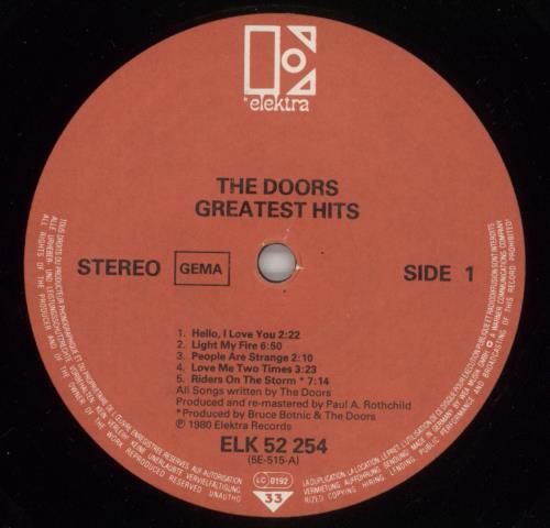 The Doors Greatest Hits vinyl LP album (LP record) German DORLPGR577413