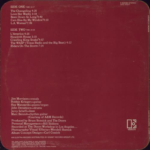 The Doors L.A. Woman - 1st - VG/EX - wos vinyl LP album (LP record) UK DORLPLA802412