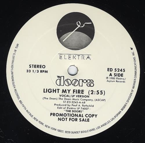 The Doors Light My Fire 12" vinyl single (12 inch record / Maxi-single) US DOR12LI67613