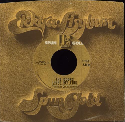 The Doors Light My Fire 7" vinyl single (7 inch record / 45) US DOR07LI781176