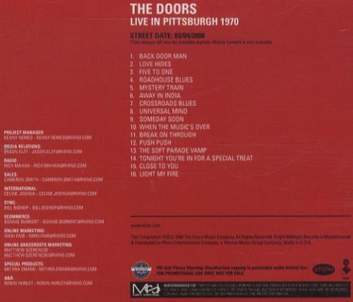 The Doors Live In Pittsburgh 1970 CD single (CD5 / 5") US DORC5LI432445