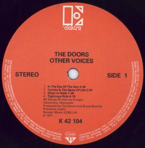 The Doors Other Voices - Red Label vinyl LP album (LP record) German DORLPOT518825