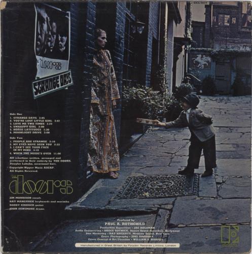 The Doors Strange Days + Inner - VG vinyl LP album (LP record) UK DORLPST818219