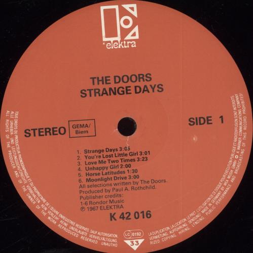 The Doors Strange Days - Red Label vinyl LP album (LP record) German DORLPST706654