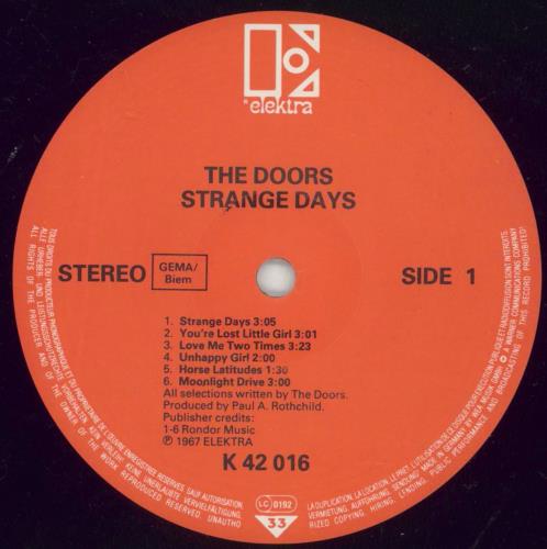 The Doors Strange Days - Red Label vinyl LP album (LP record) German DORLPST867055