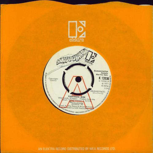 The Doors Tightrope Ride - 'A' Label 7" vinyl single (7 inch record / 45) UK DOR07TI454105