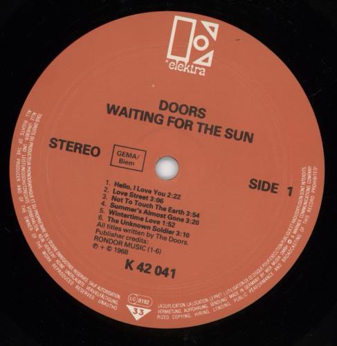 The Doors Waiting For The Sun - Red Label - EX vinyl LP album (LP record) German DORLPWA768140