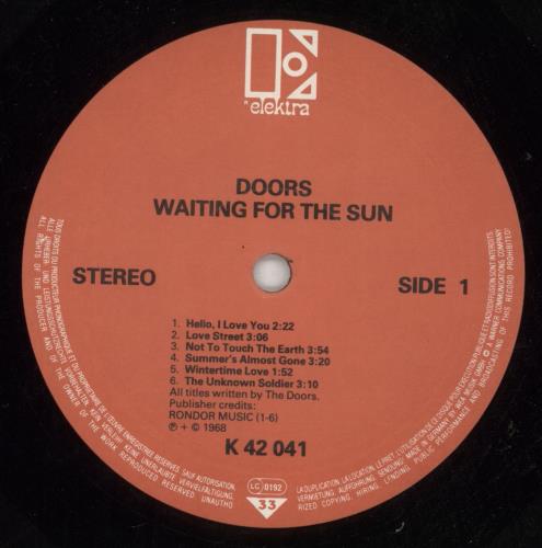 The Doors Waiting For The Sun - Red Label vinyl LP album (LP record) German DORLPWA441371