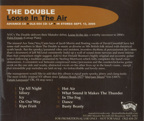 The Double Loose In The Air CD album (CDLP) US TO3CDLO462702