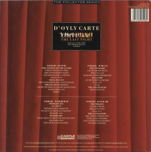 The D'Oyly Carte Opera Company D'Oyly Carte - Last Night 2-LP vinyl record set (Double LP Album) UK 2EP2LDO568689