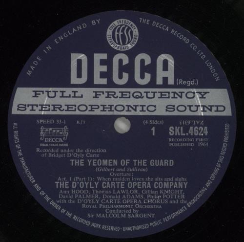 The D'Oyly Carte Opera Company The Yeomen of the Guard - 1st 2-LP vinyl record set (Double LP Album) UK 2EP2LTH880453