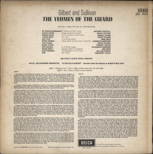 The D'Oyly Carte Opera Company The Yeomen of the Guard - 1st 2-LP vinyl record set (Double LP Album) UK 2EP2LTH880453
