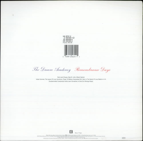 The Dream Academy Remembrance Days vinyl LP album (LP record) UK DRELPRE519152