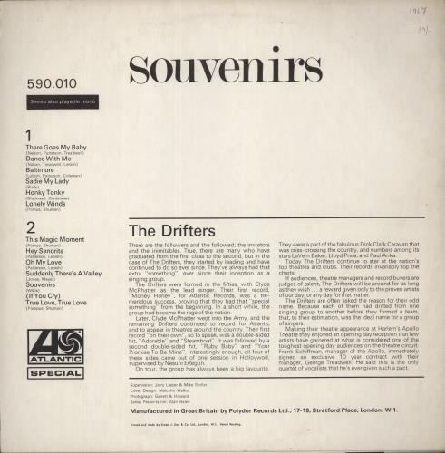 The Drifters Souvenirs vinyl LP album (LP record) UK TD3LPSO875701