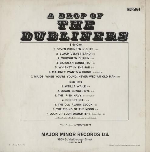 The Dubliners A Drop Of The Dubliners vinyl LP album (LP record) UK TIQLPAD763310