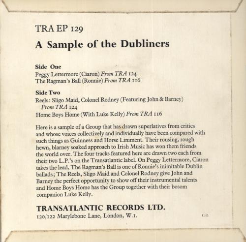 The Dubliners A Sample Of The Dubliners 7" vinyl single (7 inch record / 45) UK TIQ07AS829120