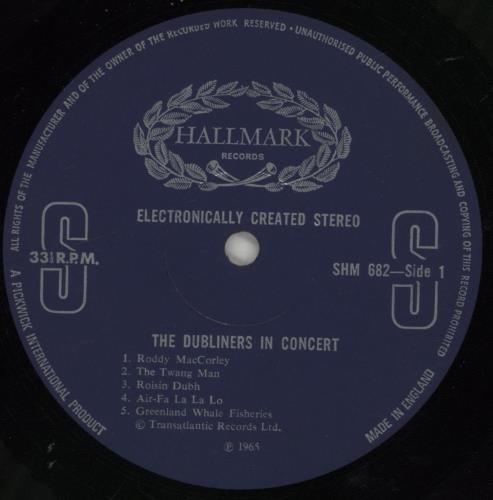 The Dubliners In Concert vinyl LP album (LP record) UK TIQLPIN457960